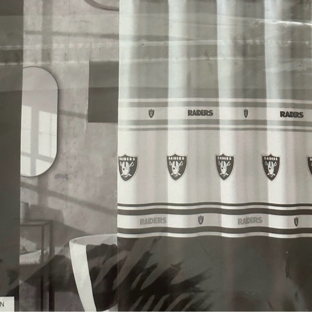 Raiders Black and White Shower Curtain